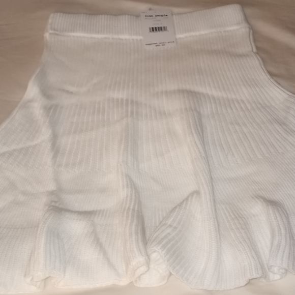 Free People Solid Gold Ribbed Knit Mini Skirt Ivory - Picture 7 of 16